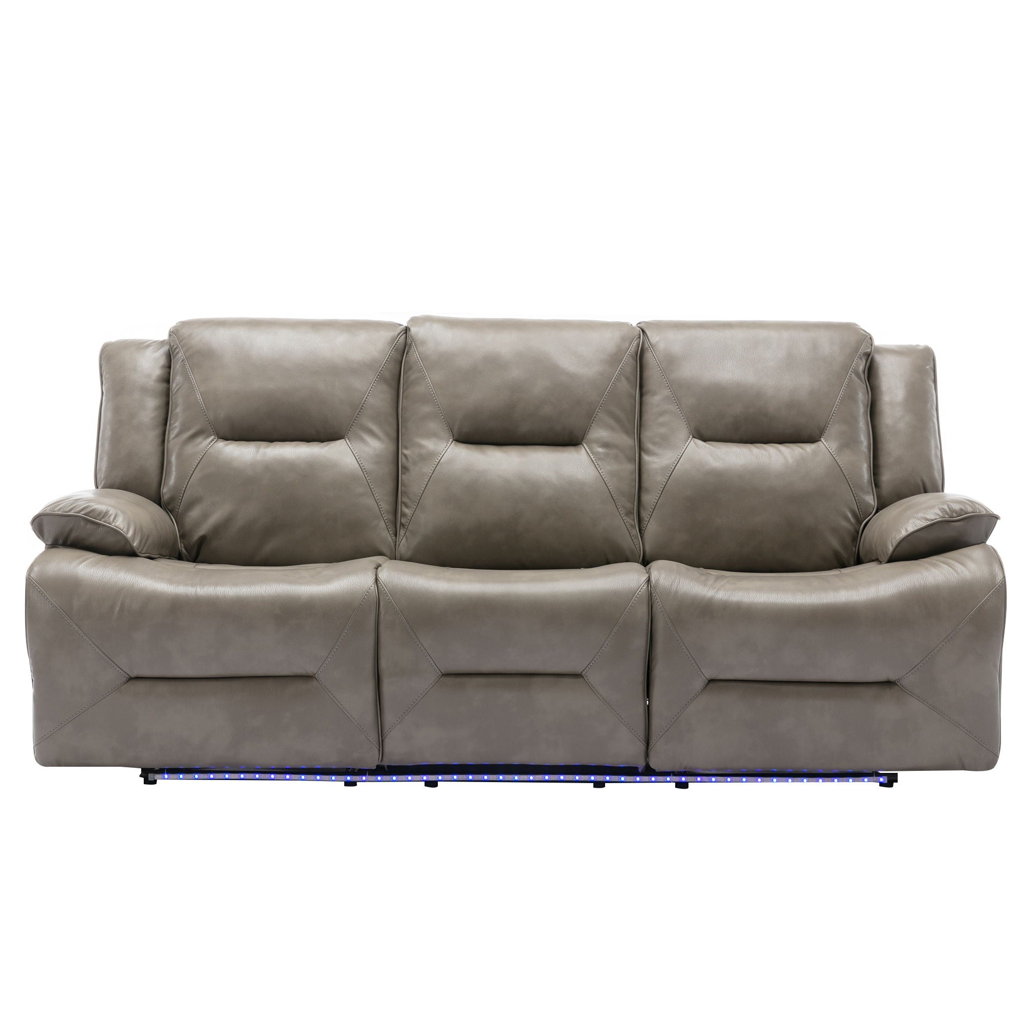 3 Seater Home Theater Recliner Manual Recliner Chair With A LED Light Strip Two Built-In Cup Holders For Living Room