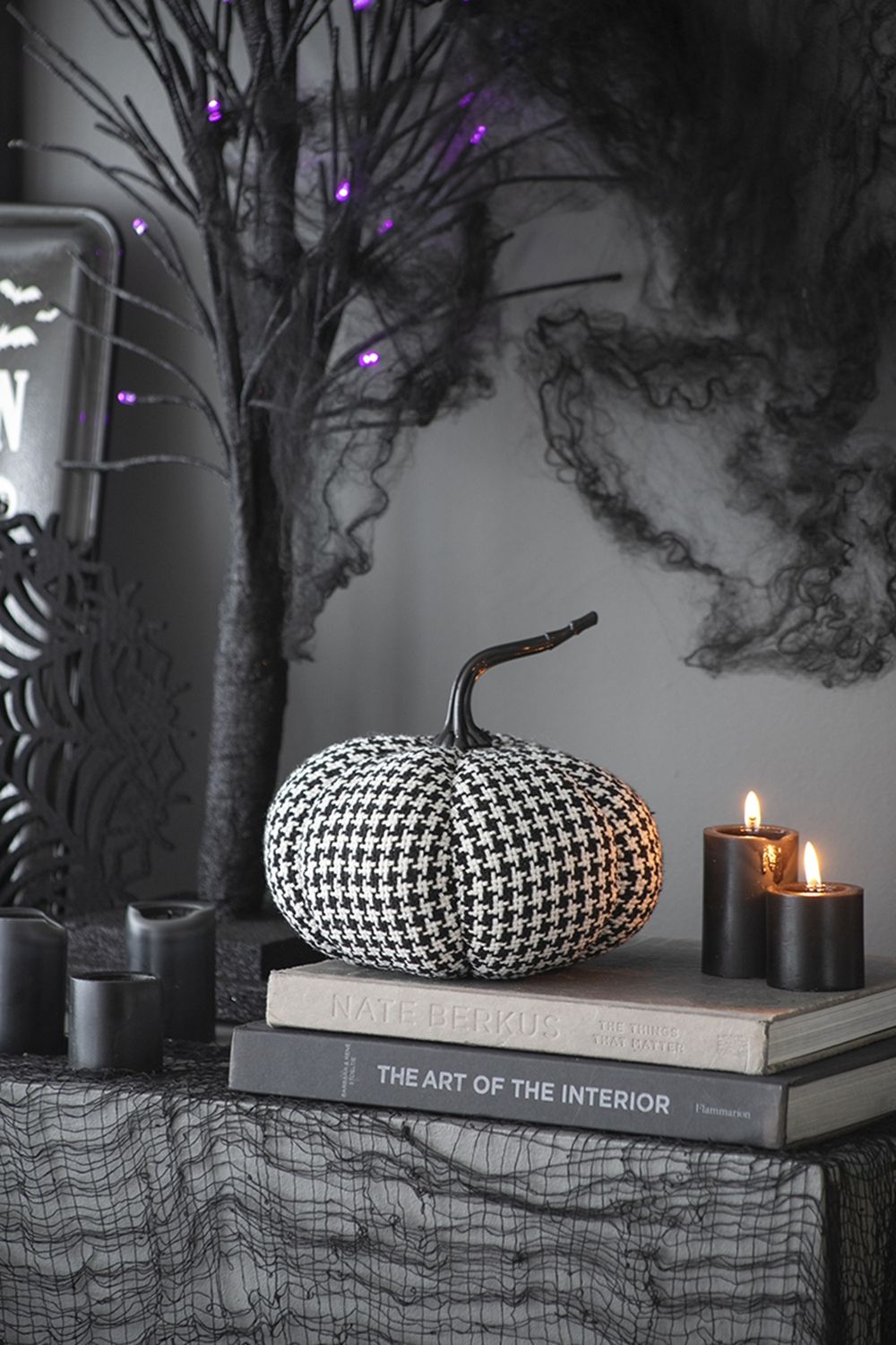 Pumpkin Decor, For Holiday Halloween Decoration - Black / White