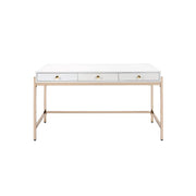 ACME Ottey - Desk - White High Gloss & Gold - 31" | Meri Furniture