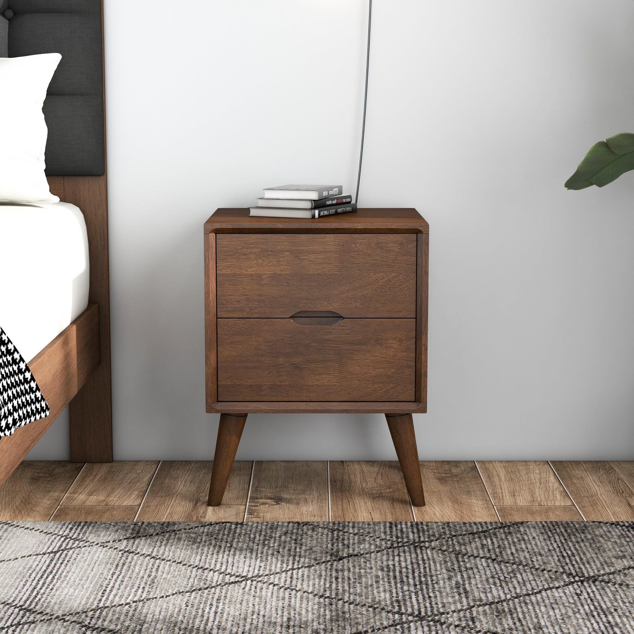 Alexandra - Night Stand With 2 Drawers - Walnut Brown