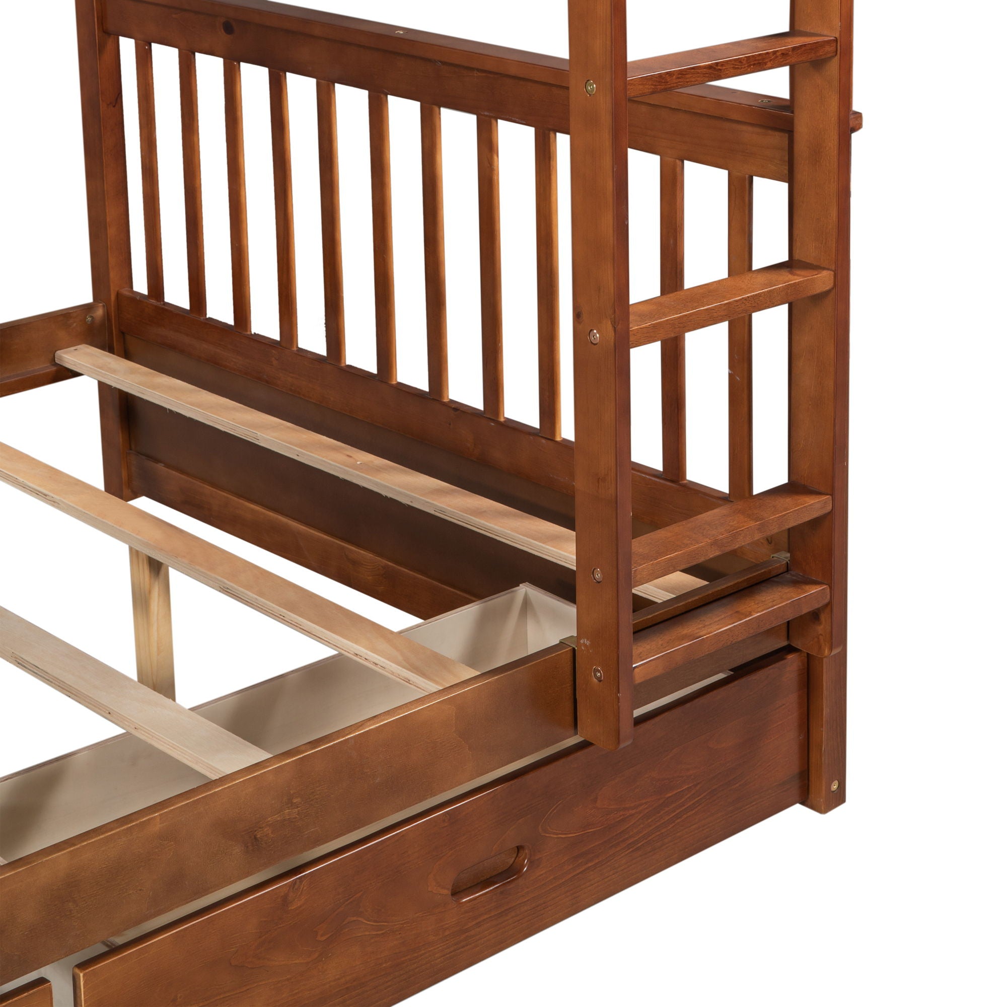 Bunk Bed With Ladders And 2 Storage Drawers