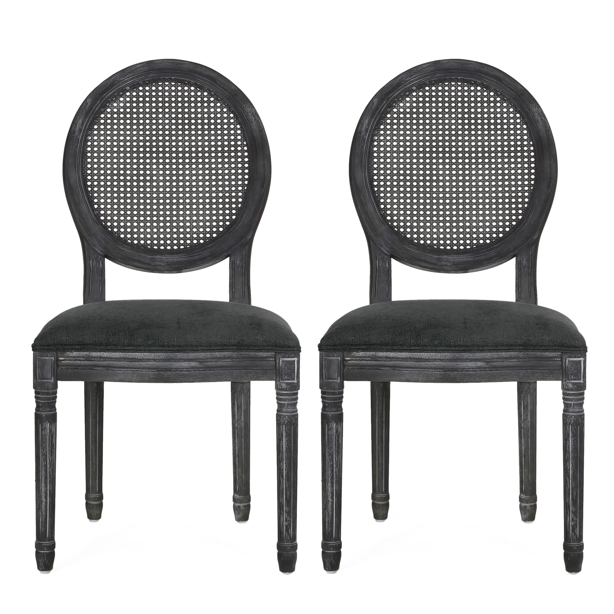 French Country Dining Chair With Cane Backrest (Set of 2)