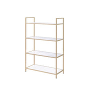 ACME Ottey - Bookshelf - White High Gloss & Gold | Meri Furniture