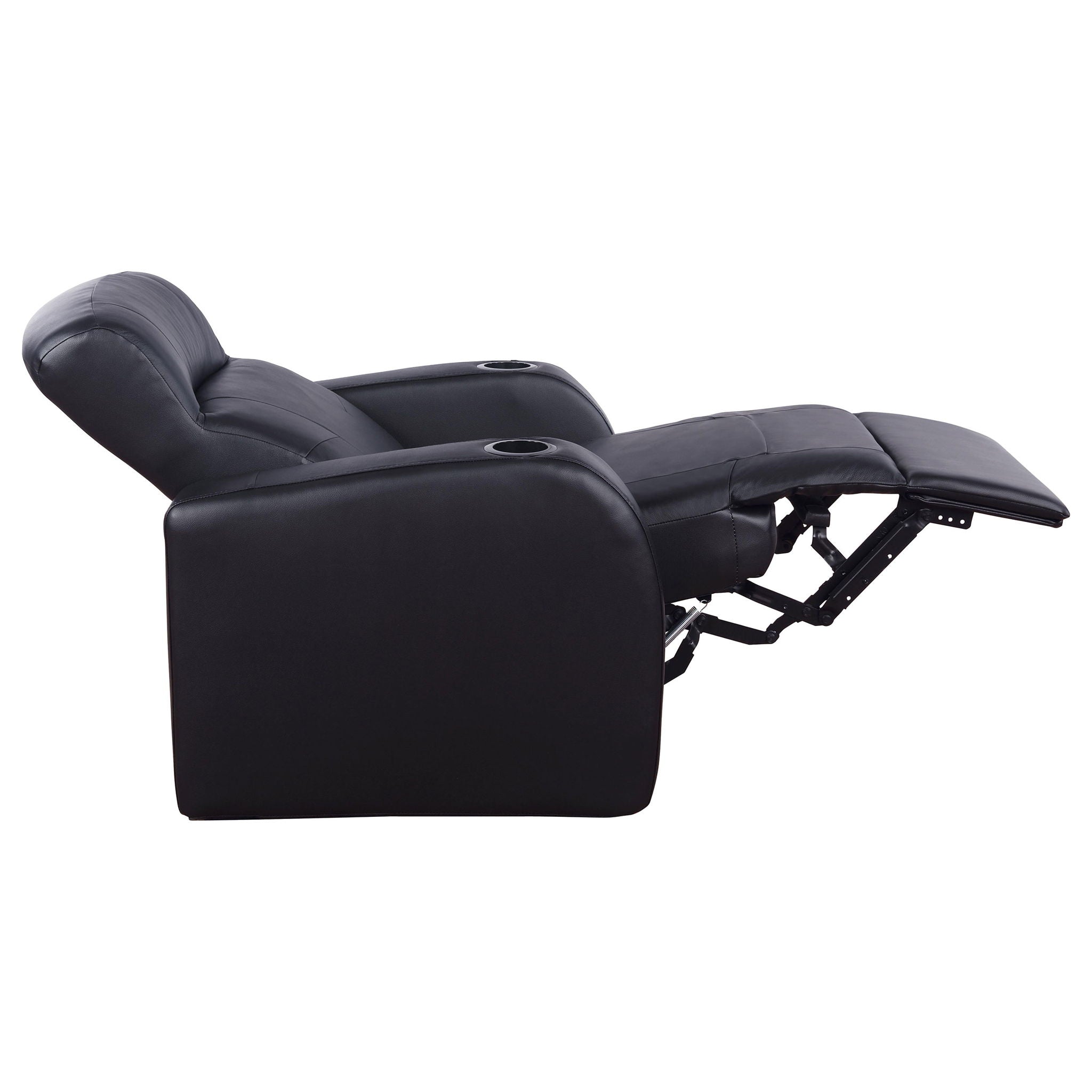 Franky - 7 Piece Seater Home Theater Set, Reclining Chairs & Storage Consoles - Black