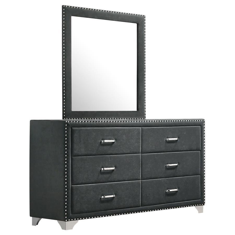 Coaster Fine Furniture Melody - 6-Drawer Upholstered Dresser With Mirror | Meri Furniture
