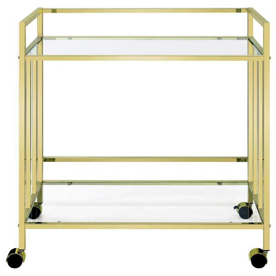 Coaster Fine Furniture Cara - 2-tier Rectangular Glass Shelf Metal Bar Cart | Meri Furniture