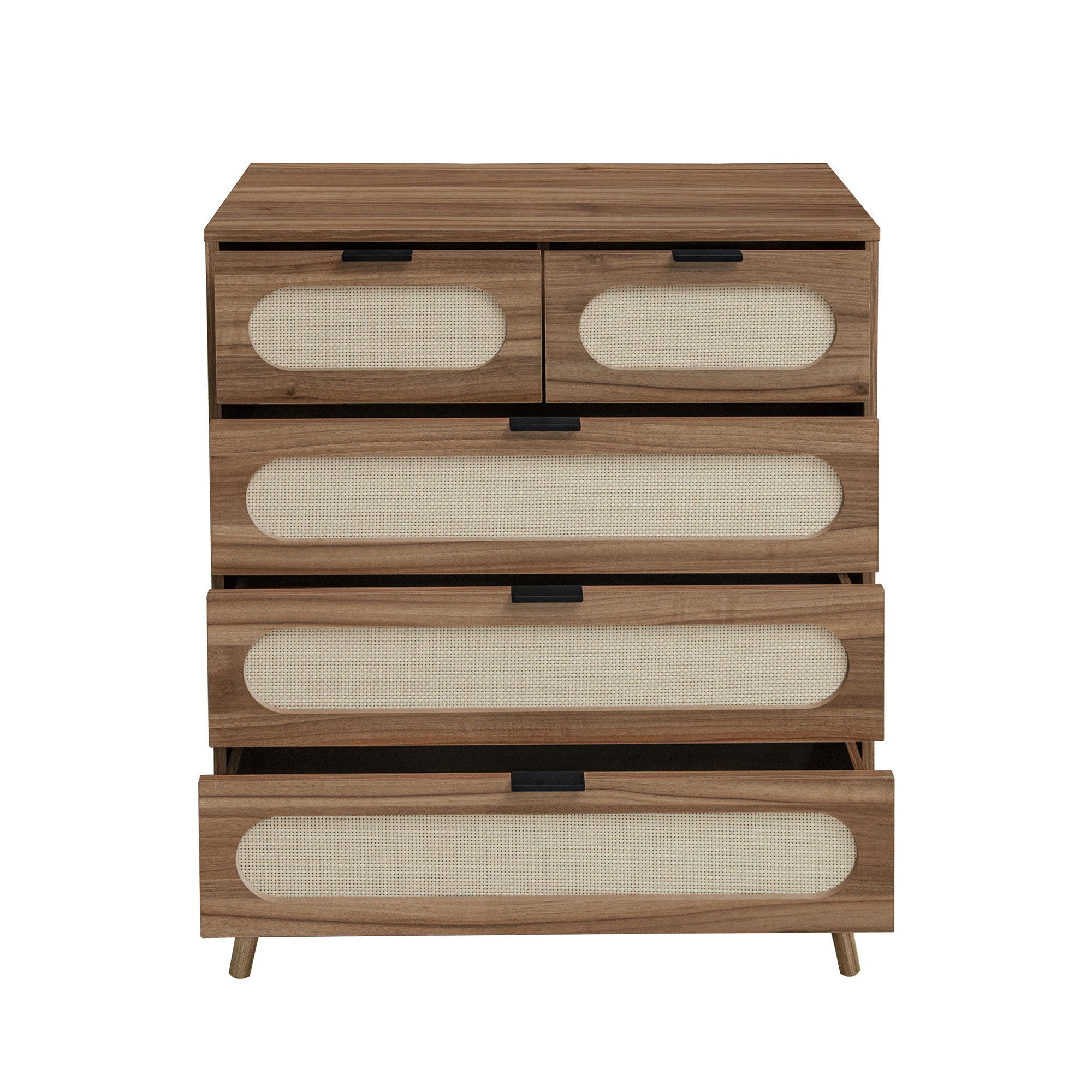 Modern 5 Drawer Accent Storage Cabinet For Living Room, Bedroom, Dining Room, Or Study - Walnut