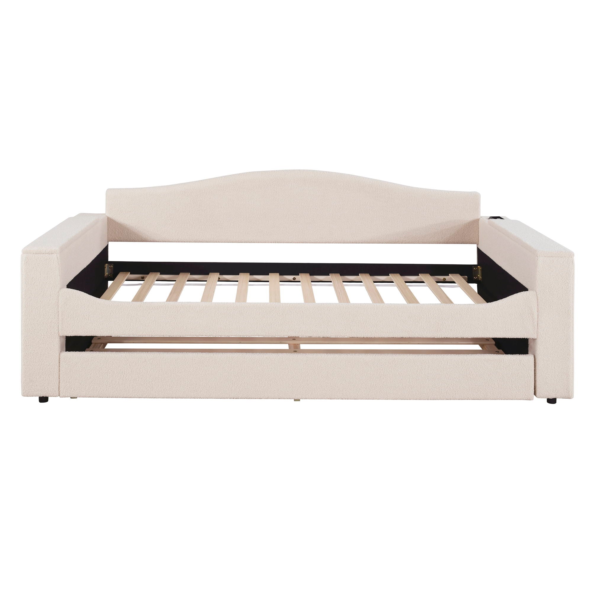 Upholstered Daybed With Storage Armrests, Trundle And Latest Integrated Bluetooth Audio System