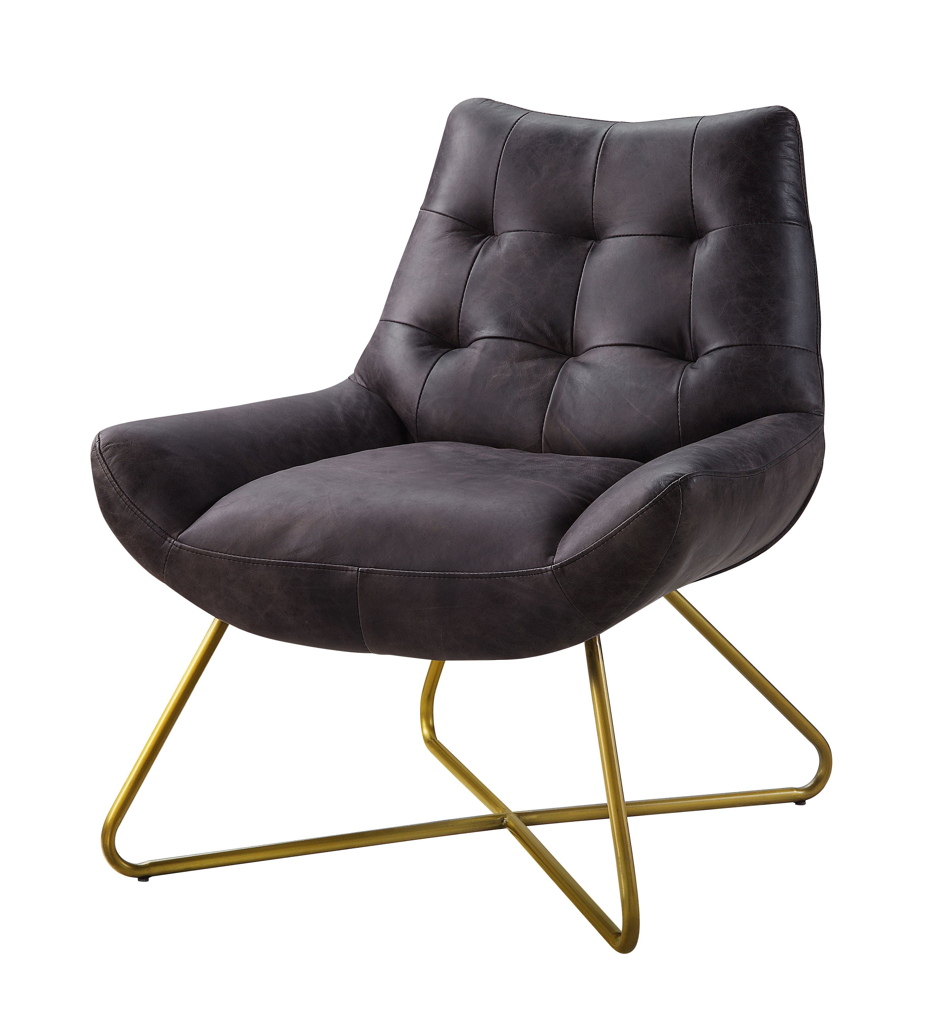 ACME Dhalsim Accent Chair - Antique Ebony Top Grain Leather | Meri Furniture