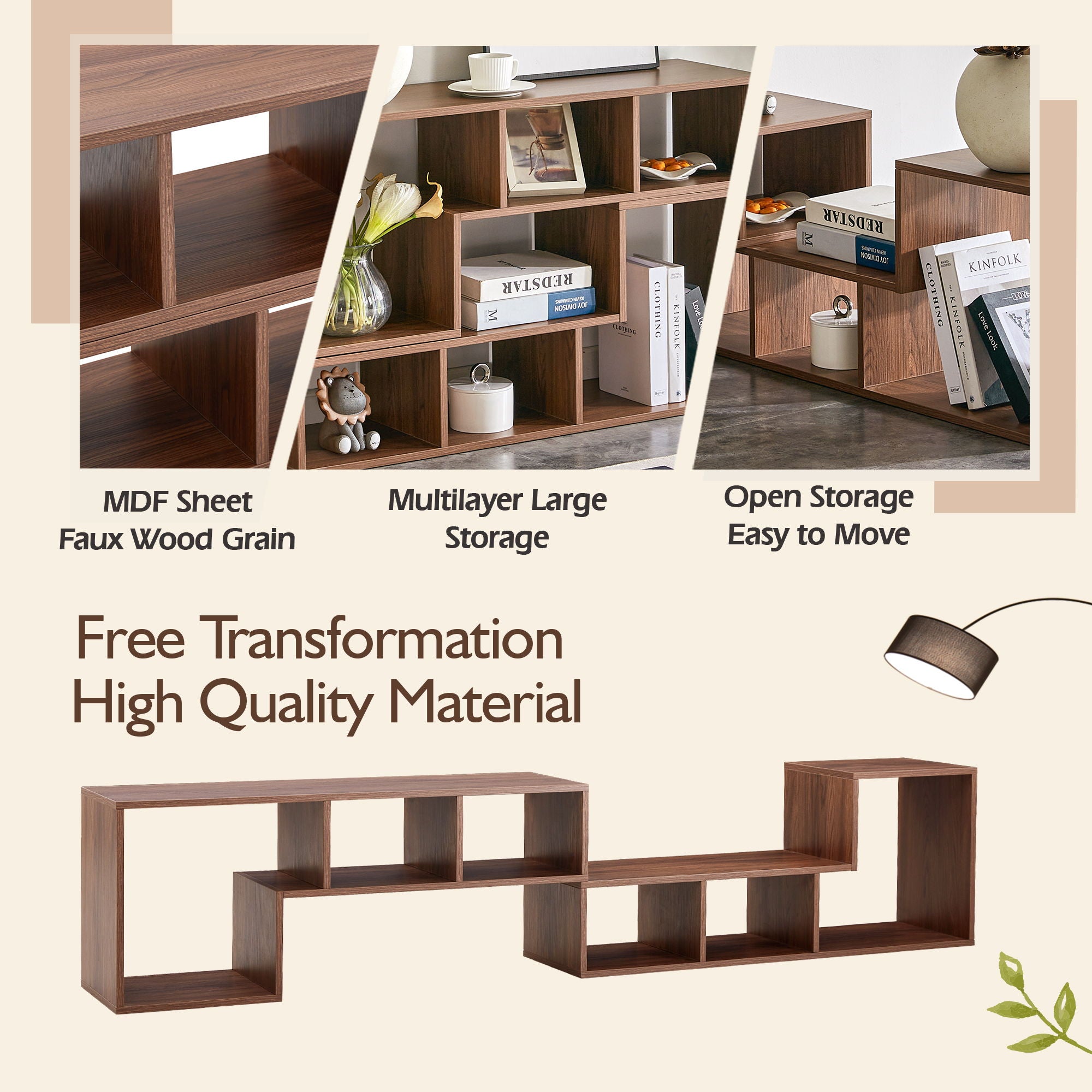 Minimalist Cube TV Stand With Adjustable Open Storage Shelves