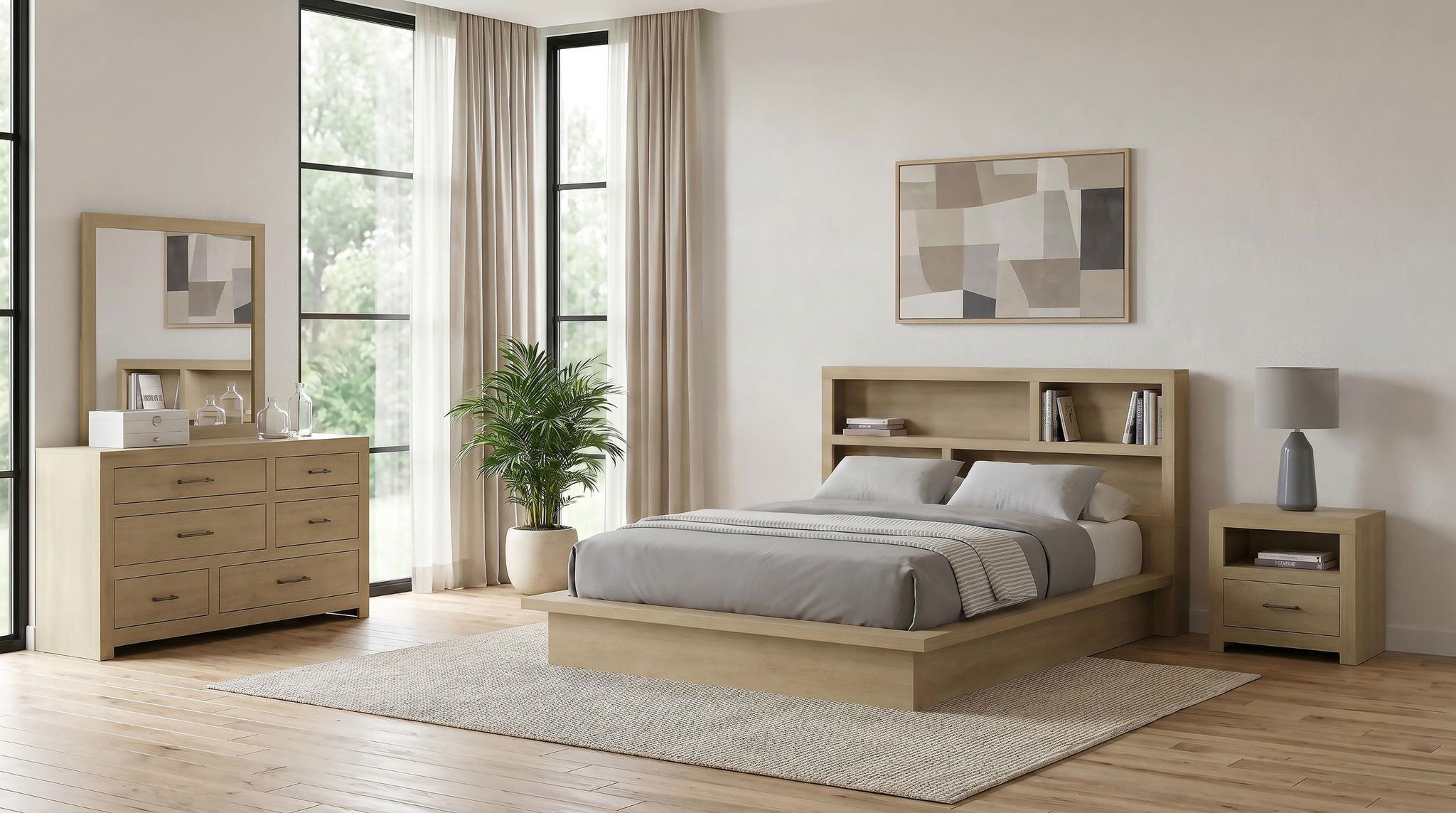 Hendricks 4-piece Queen Bedroom Set Light Oak