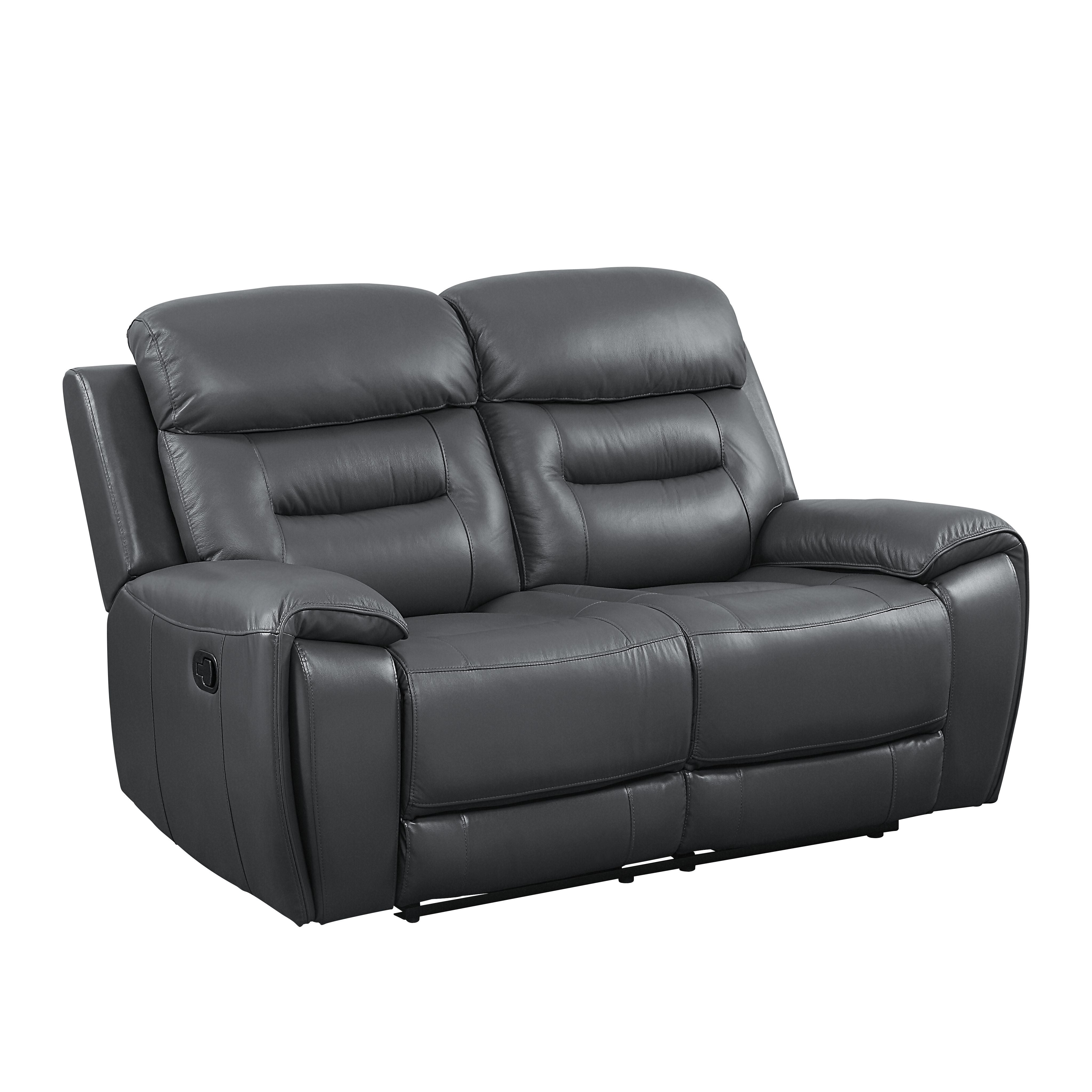 ACME Lamruil - Loveseat - Gray Top Grain Leather | Meri Furniture