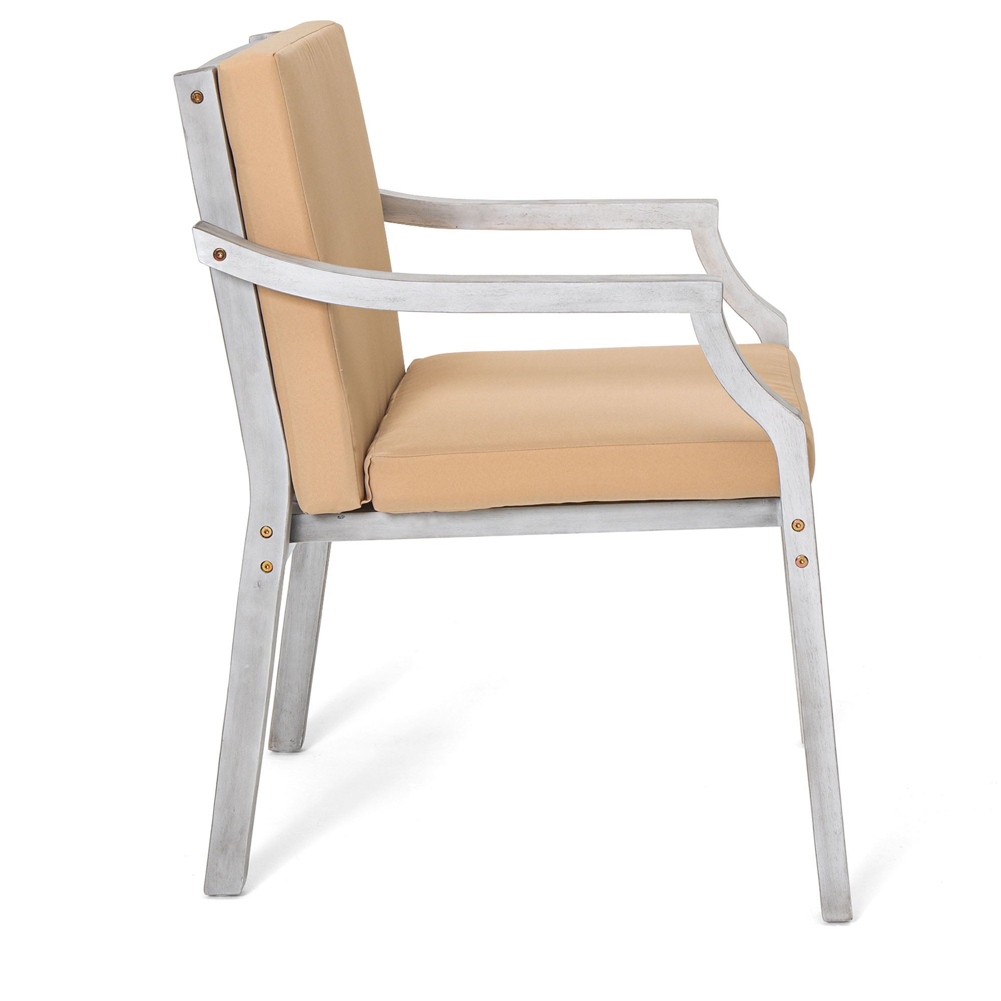 6 Person Outdoor Wooden Dining Set With Umbrella Hole And Removable Cushions For Patio - Gray