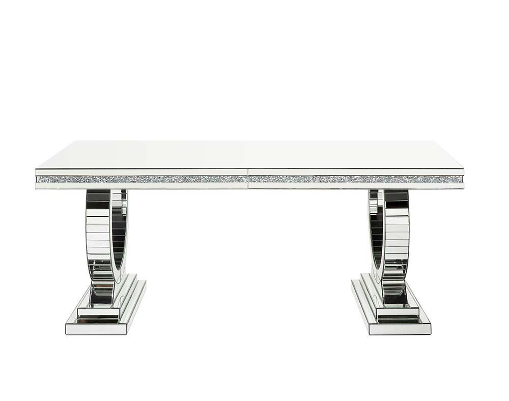 ACME Noralie - Dining Table - Mirrored - Glass - 30" | Meri Furniture