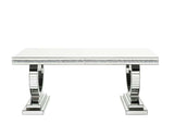 ACME Noralie - Dining Table - Mirrored - Glass - 30" | Meri Furniture
