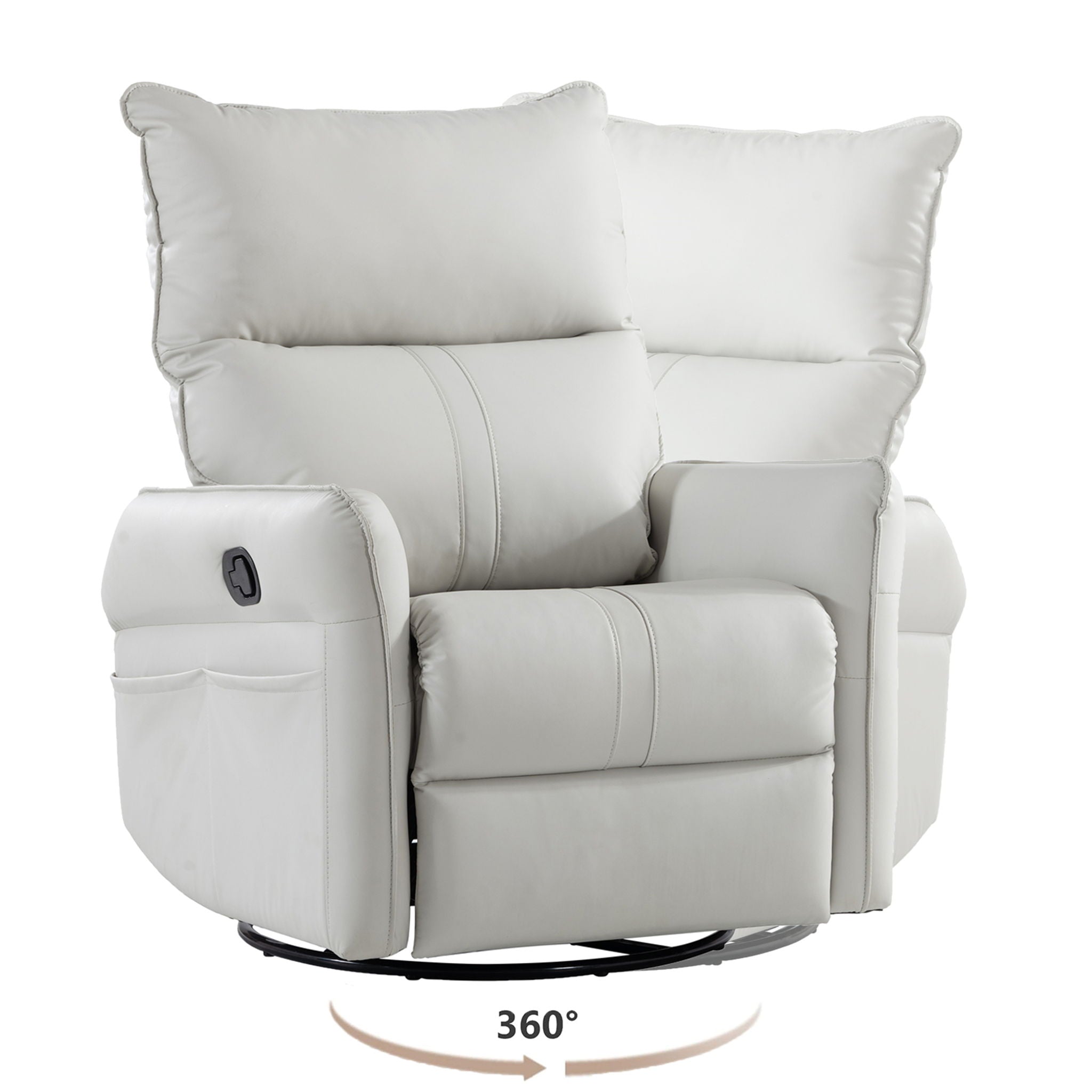 360° Modern Small Rocking Swivel Recliner Chair With Side Pocket