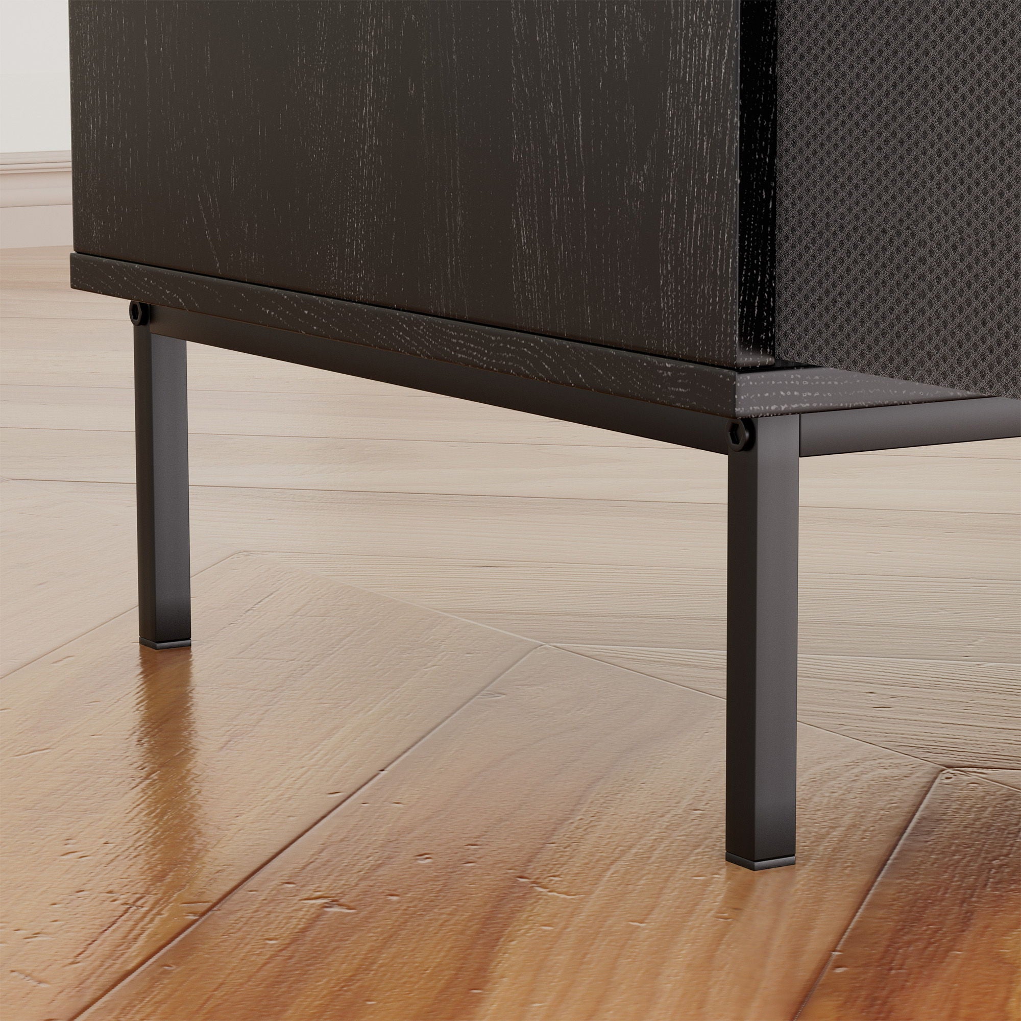 Grain Record Player Stand, Media Console With Speaker Shelf & 2 Drawers