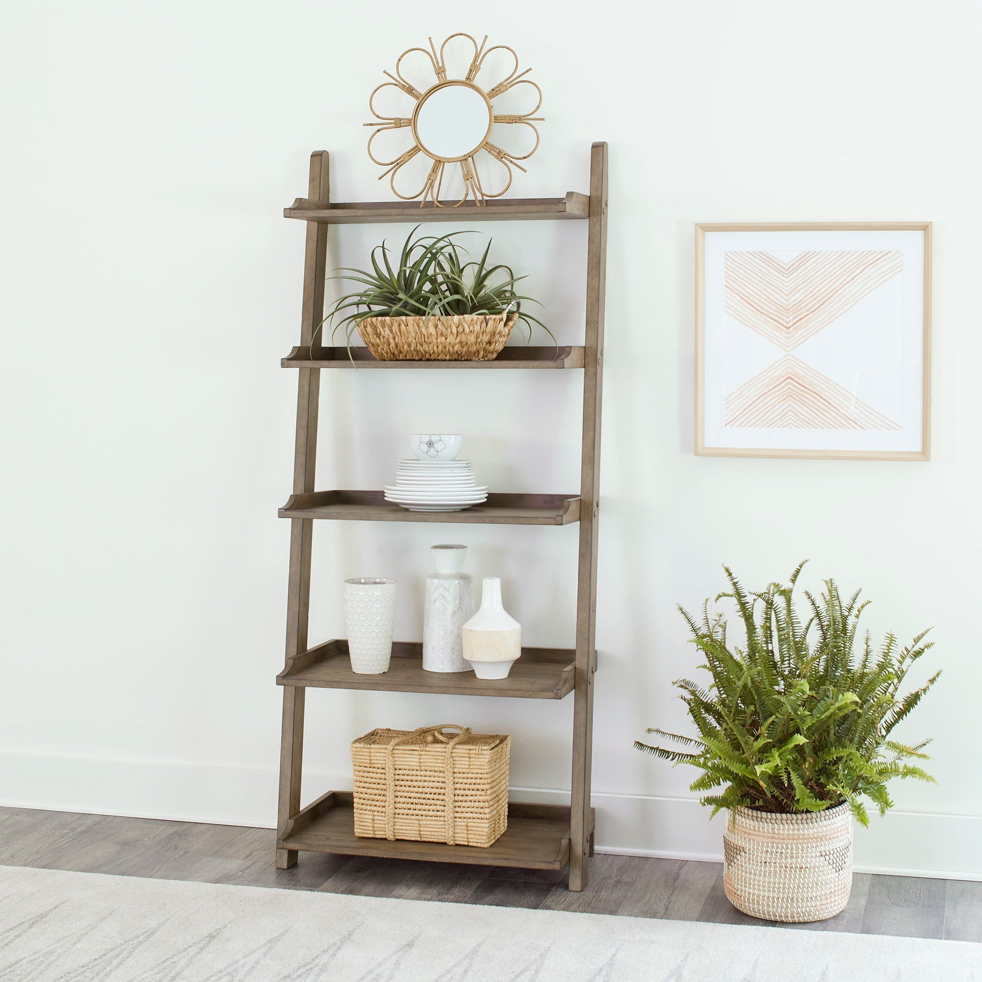 Liberty Furniture Americana Farmhouse - Leaning Pier Bookcase - Light Brown | Meri Furniture