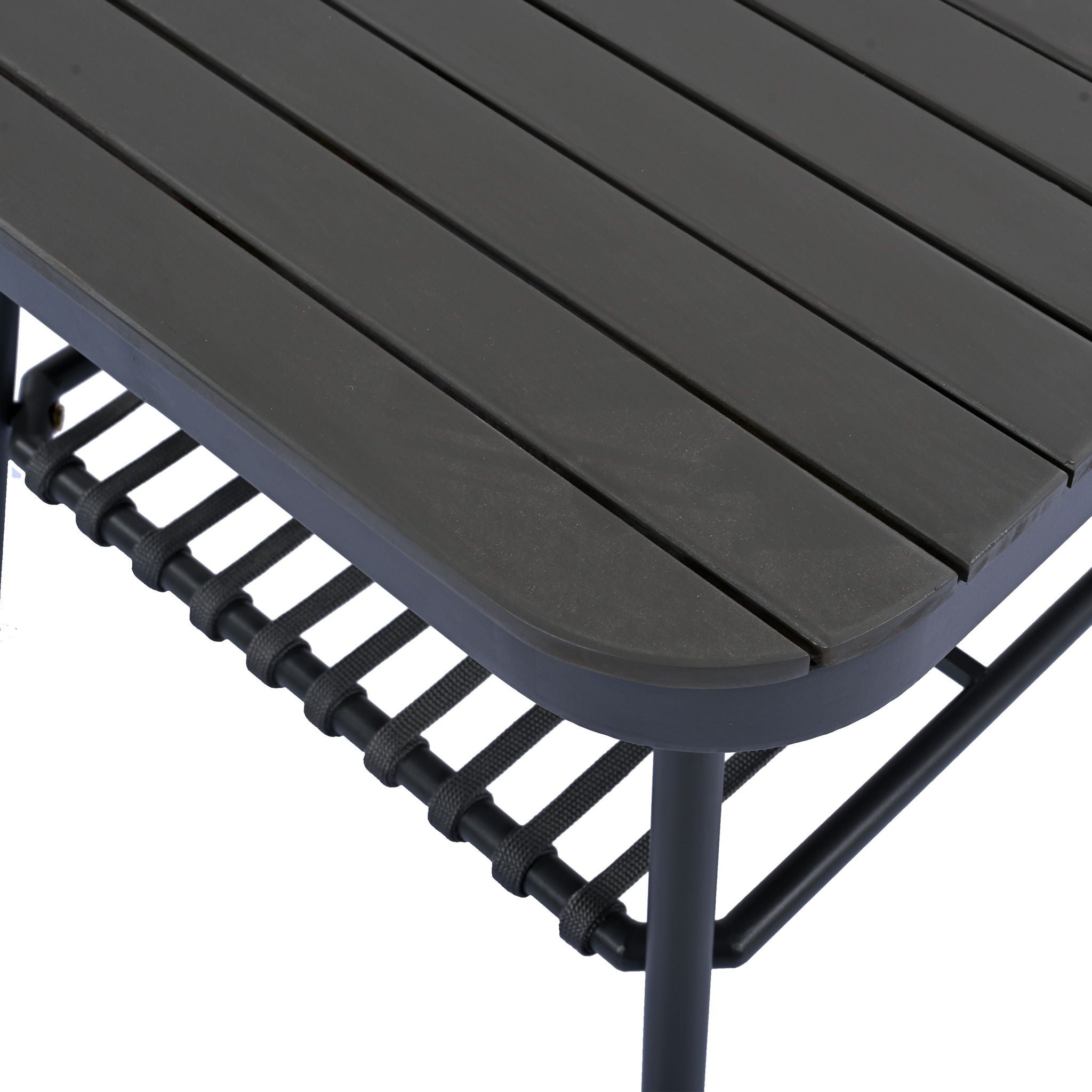 4 Piece Outdoor Patio Furniture Set, Metal Chairs With Woven Rope U Shaped Backrest