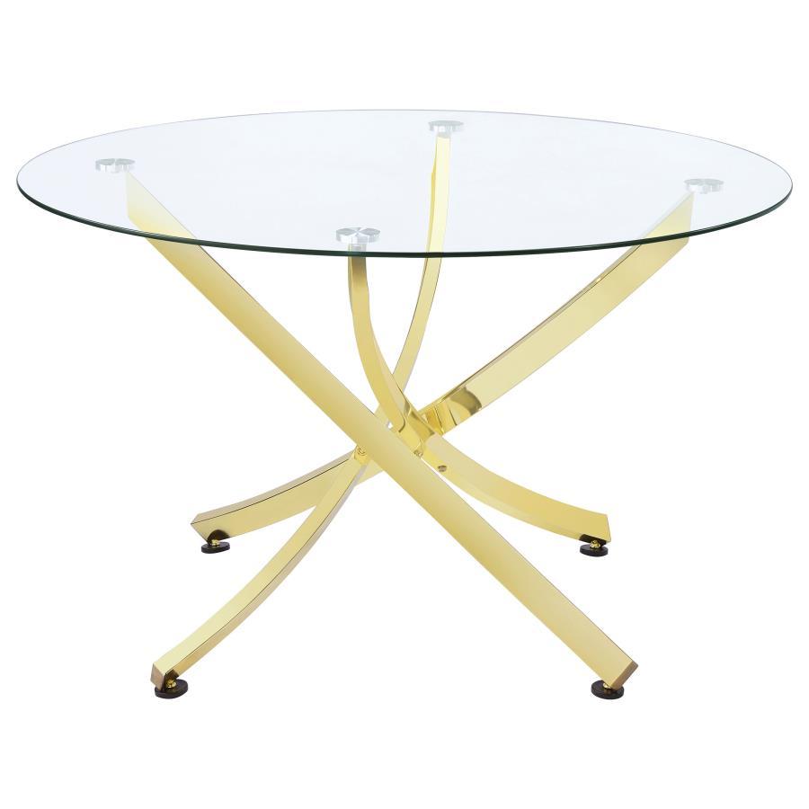 Coaster Fine Furniture Beckham - Round Glass Top Dining Table | Meri Furniture