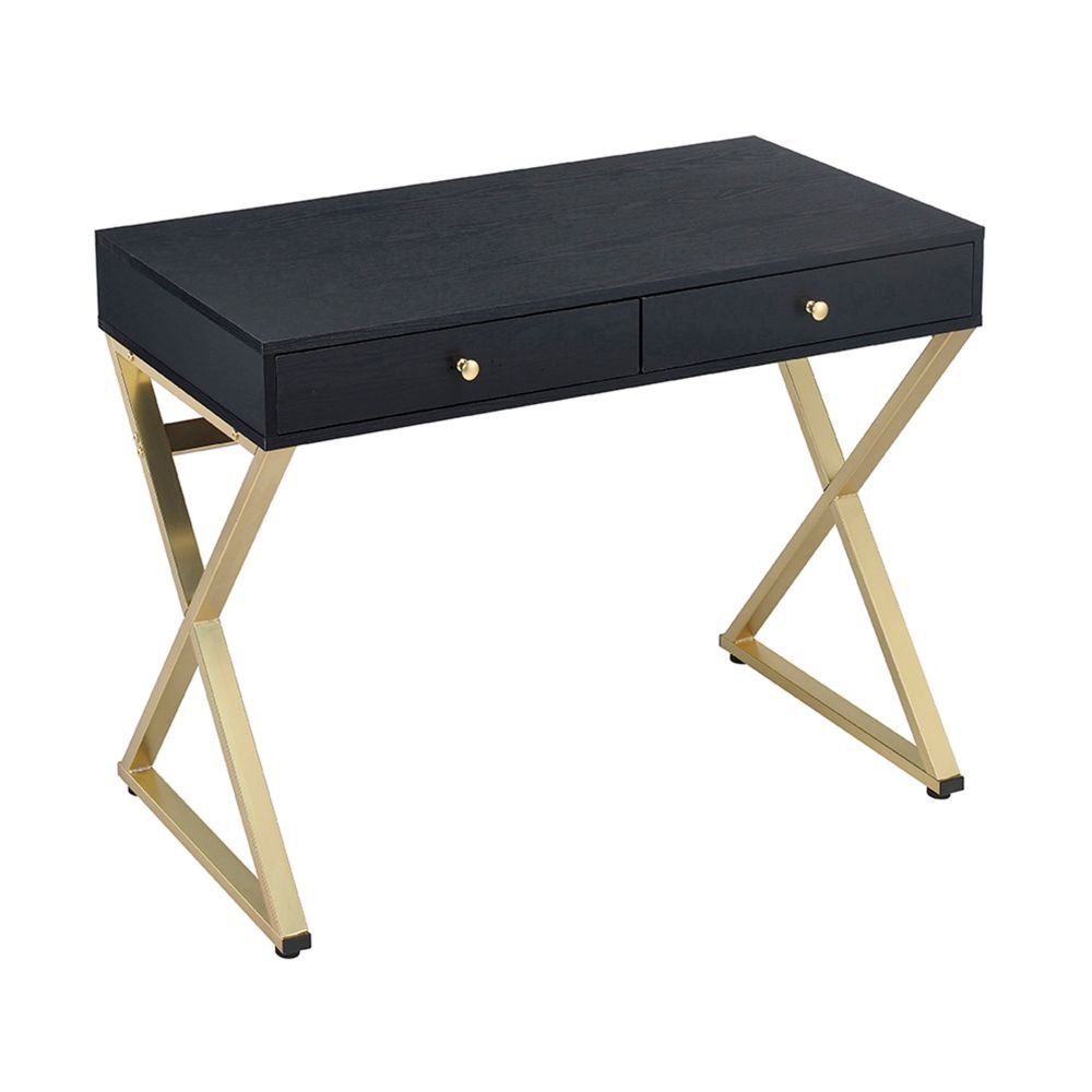 ACME Coleen - Desk - Black & Brass | Meri Furniture