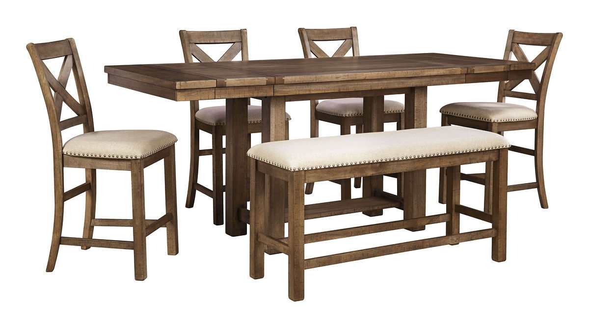 Signature Design by Ashley® Moriville - Rectangular Dining Table Set - Counter Height | Meri Furniture