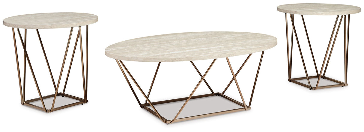 Ashley Furniture Tarica - White / Metallic - Occasional Table Set (Set of 3) | Meri Furniture