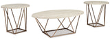 Ashley Furniture Tarica - White / Metallic - Occasional Table Set (Set of 3) | Meri Furniture