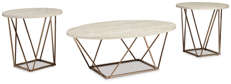 Ashley Furniture Tarica - White / Metallic - Occasional Table Set (Set of 3) | Meri Furniture