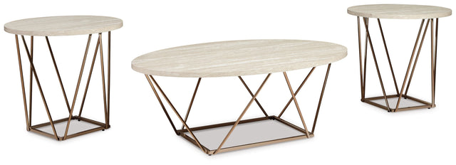 Ashley Furniture Tarica - White / Metallic - Occasional Table Set (Set of 3) | Meri Furniture