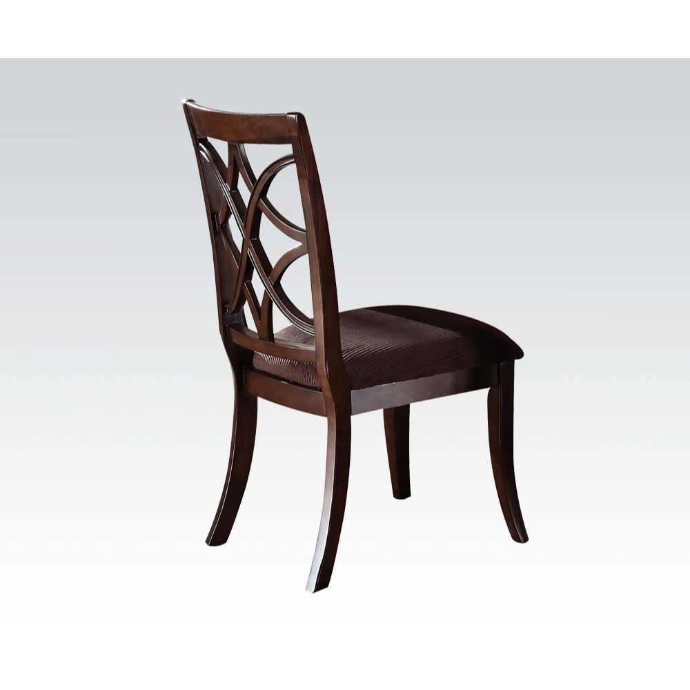 ACME Keenan - Side Chair (Set of 2) - Brown Microfiber & Dark Walnut | Meri Furniture