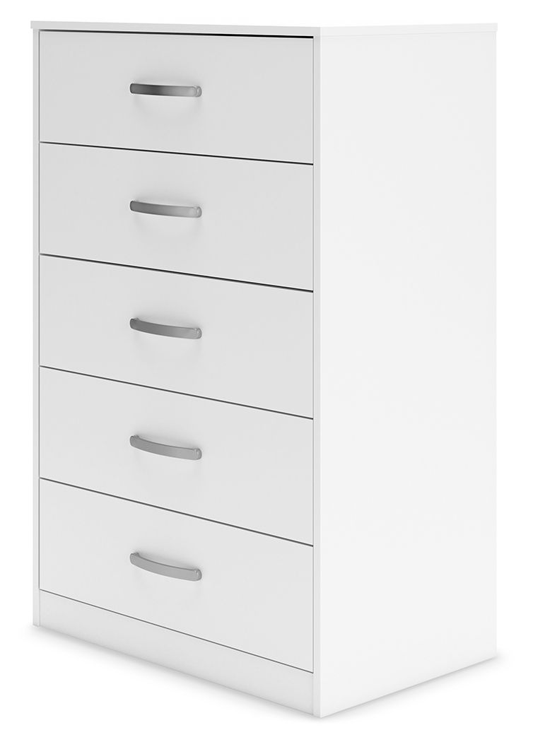 Signature Design by Ashley® Flannia - White - Five Drawer Chest - 46" Height | Meri Furniture