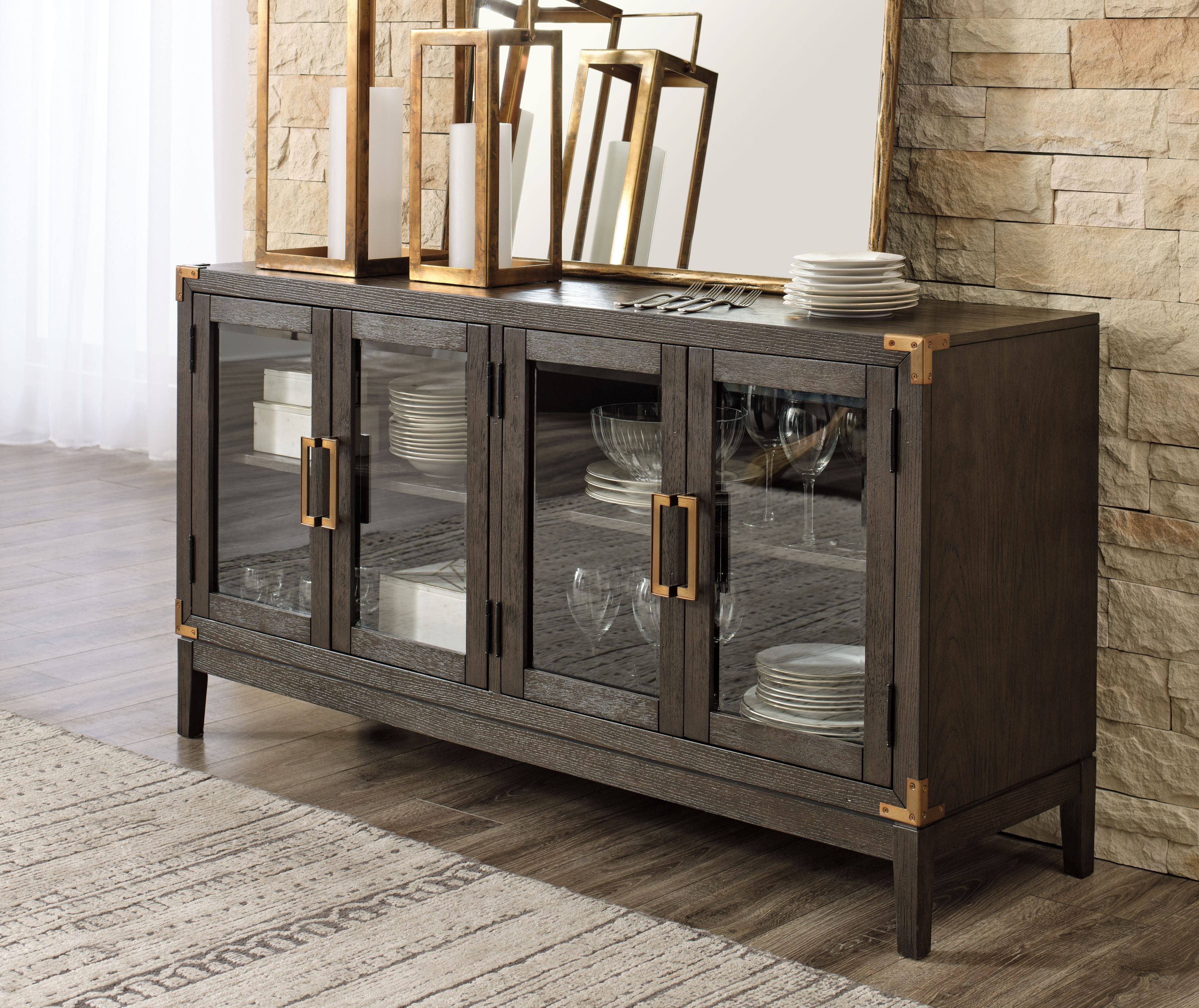 Signature Design by Ashley® Burkhaus - Dark Brown - Dining Room Server | Meri Furniture