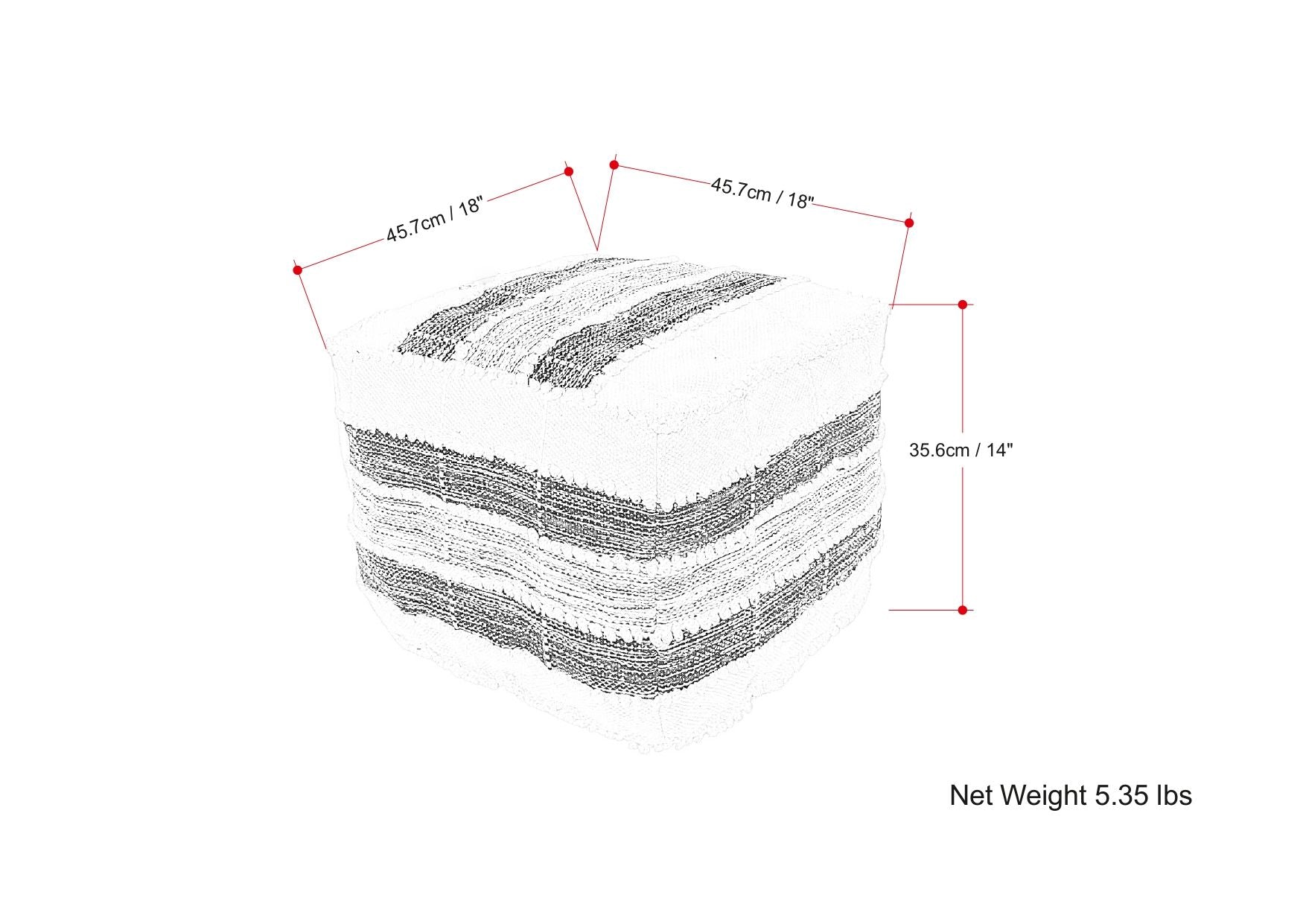 Barley - Square Pouf - White / Beige / Black