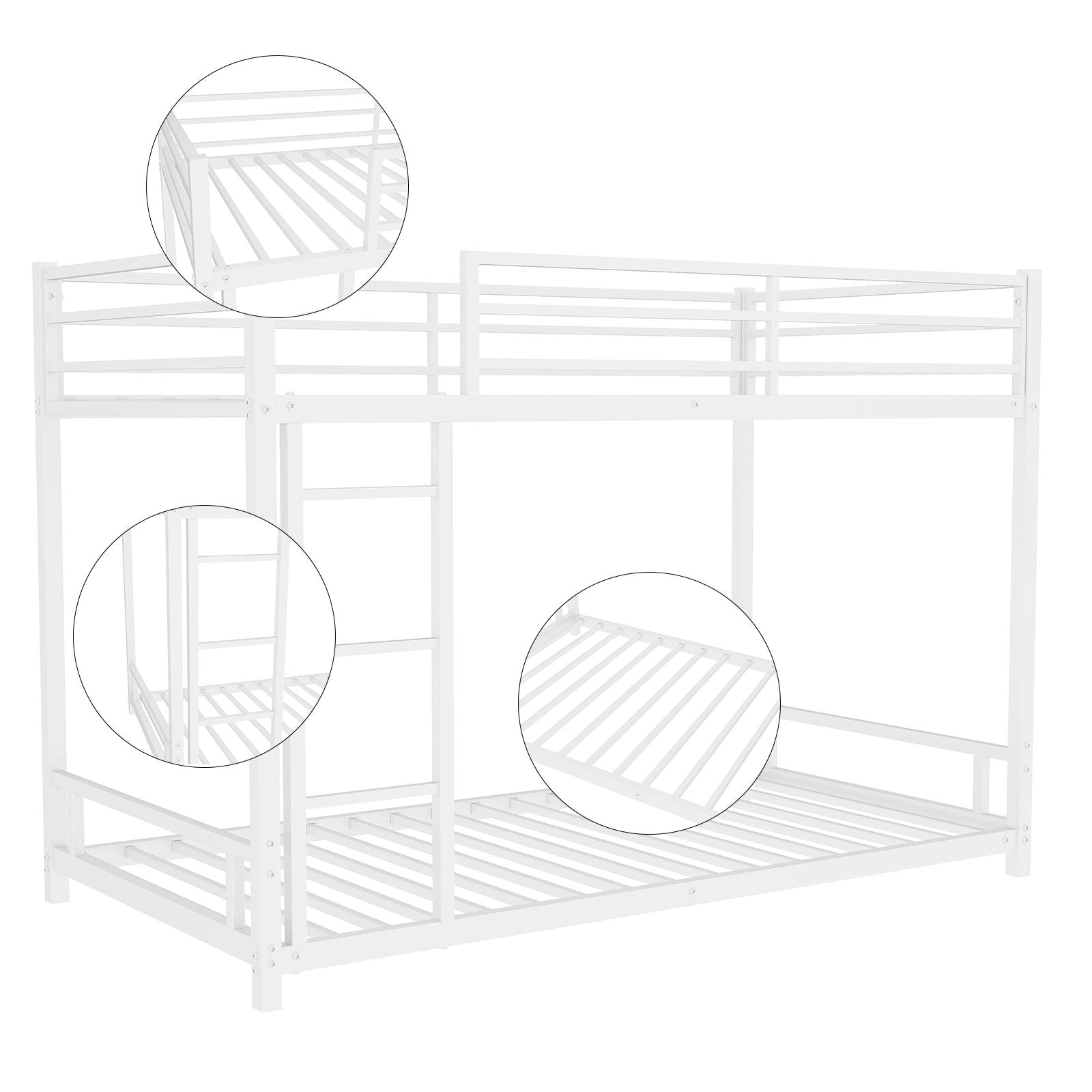 Bunk Bed With Noise Reduction And Safety Guardrail