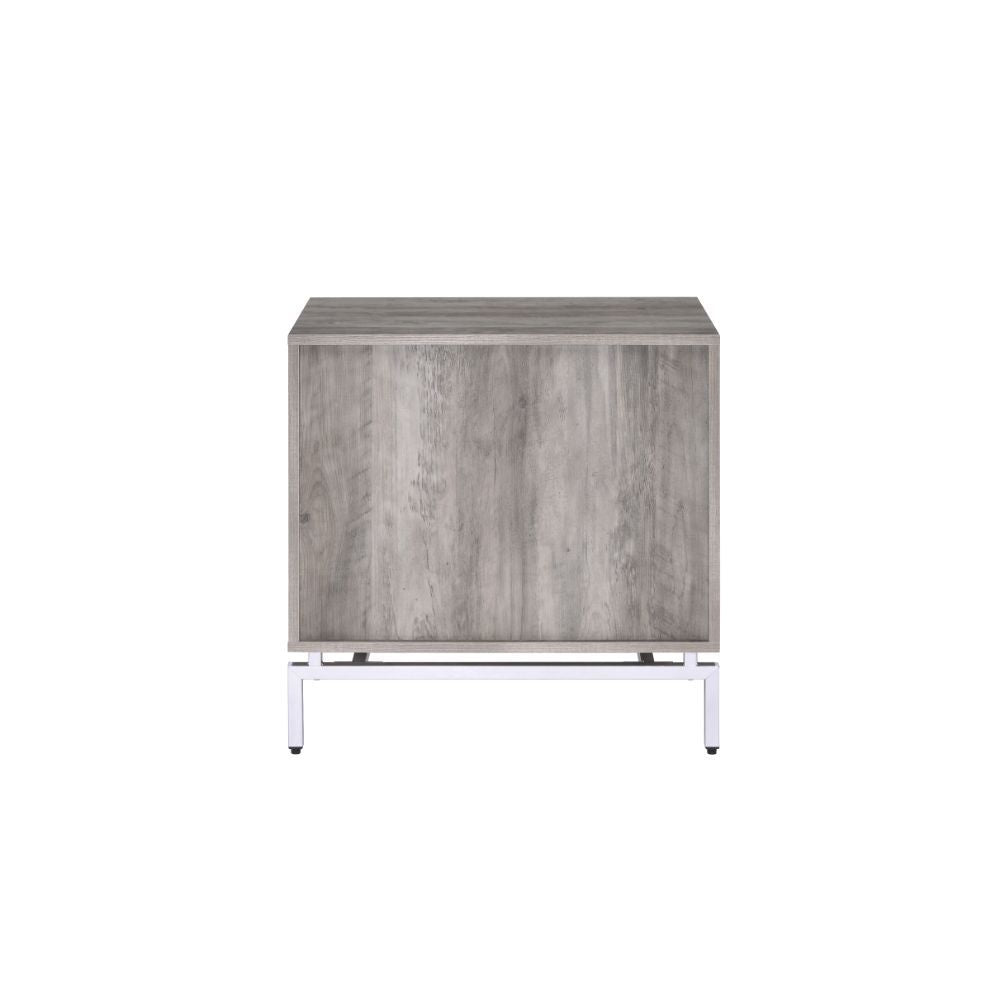 ACME Cistus - Accent Table - Weathered Gray Oak & White | Meri Furniture