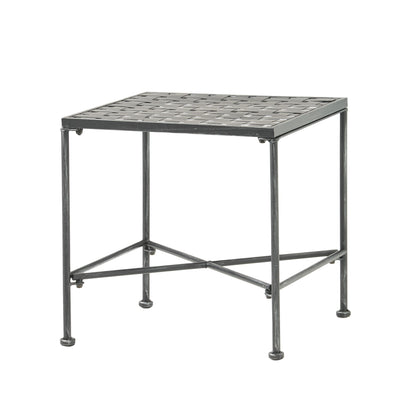 Outdoor Square Side Table With X Shaped Iron Frame - Black