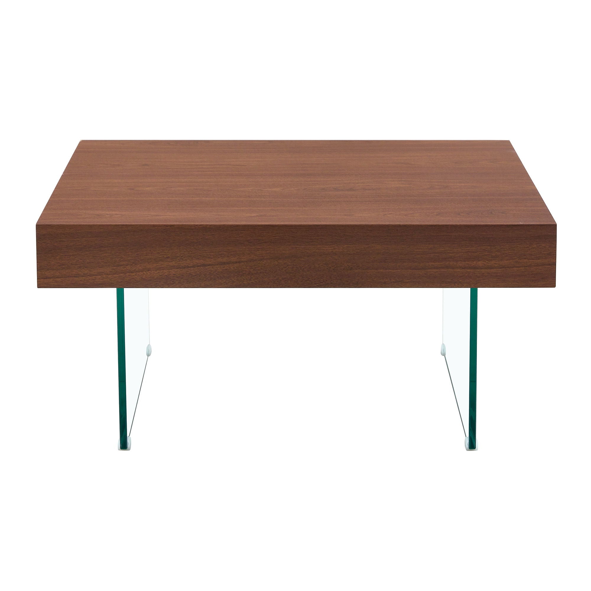 Natural Style Coffee Table With Glass Legs - Wood Grain Texture