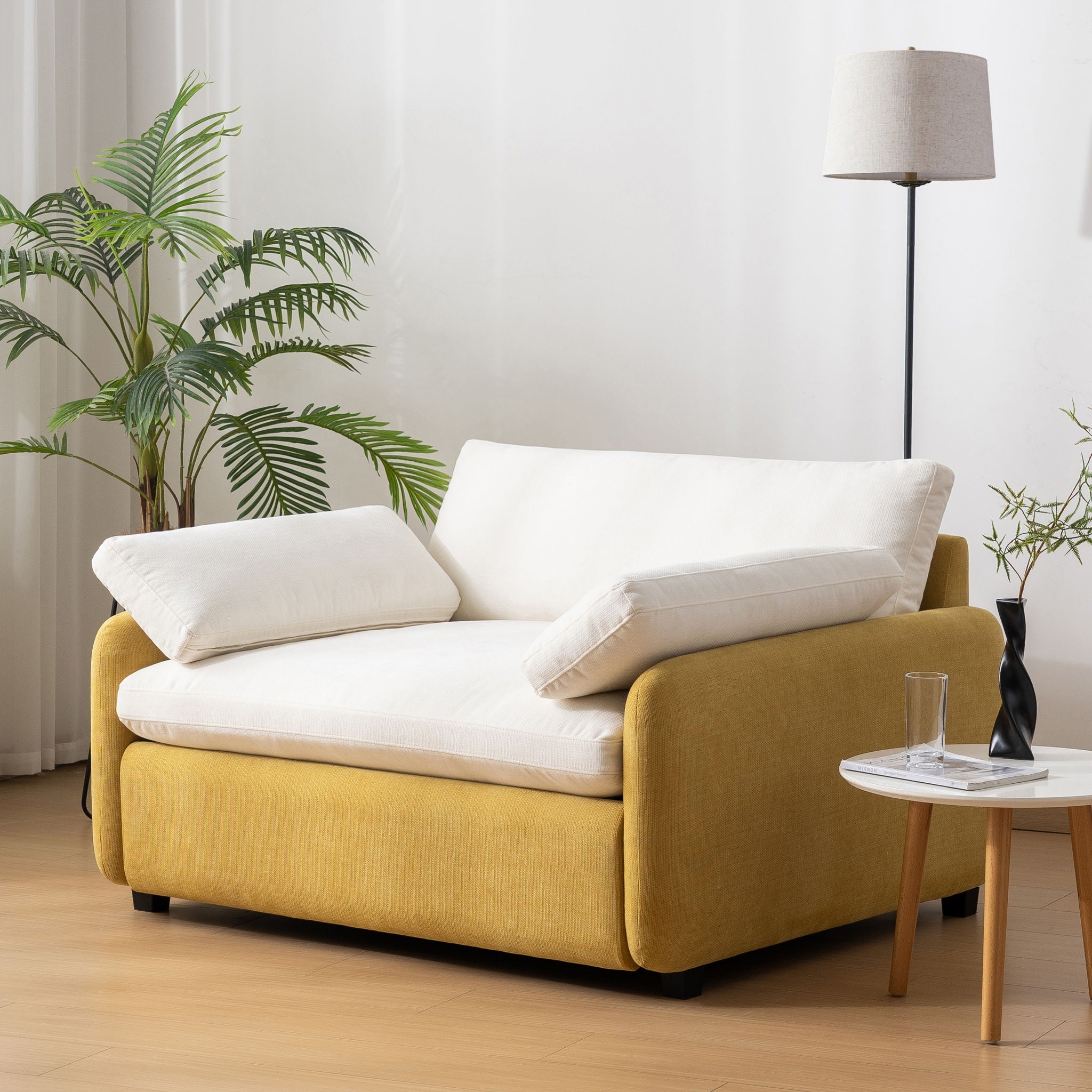Oversized Single Sofa Chair Wide And Deep Seat, Modern Upholstered Comfy Blocking Couch Lounge With Pillows