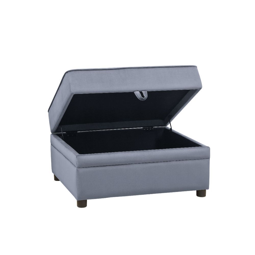 ACME Bois II - Ottoman - Gray Velvet | Meri Furniture