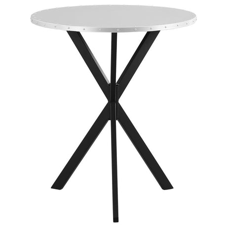 Coaster Fine Furniture Kenzo - Round Galvanized Steel Bistro Bar Table - Silver | Meri Furniture