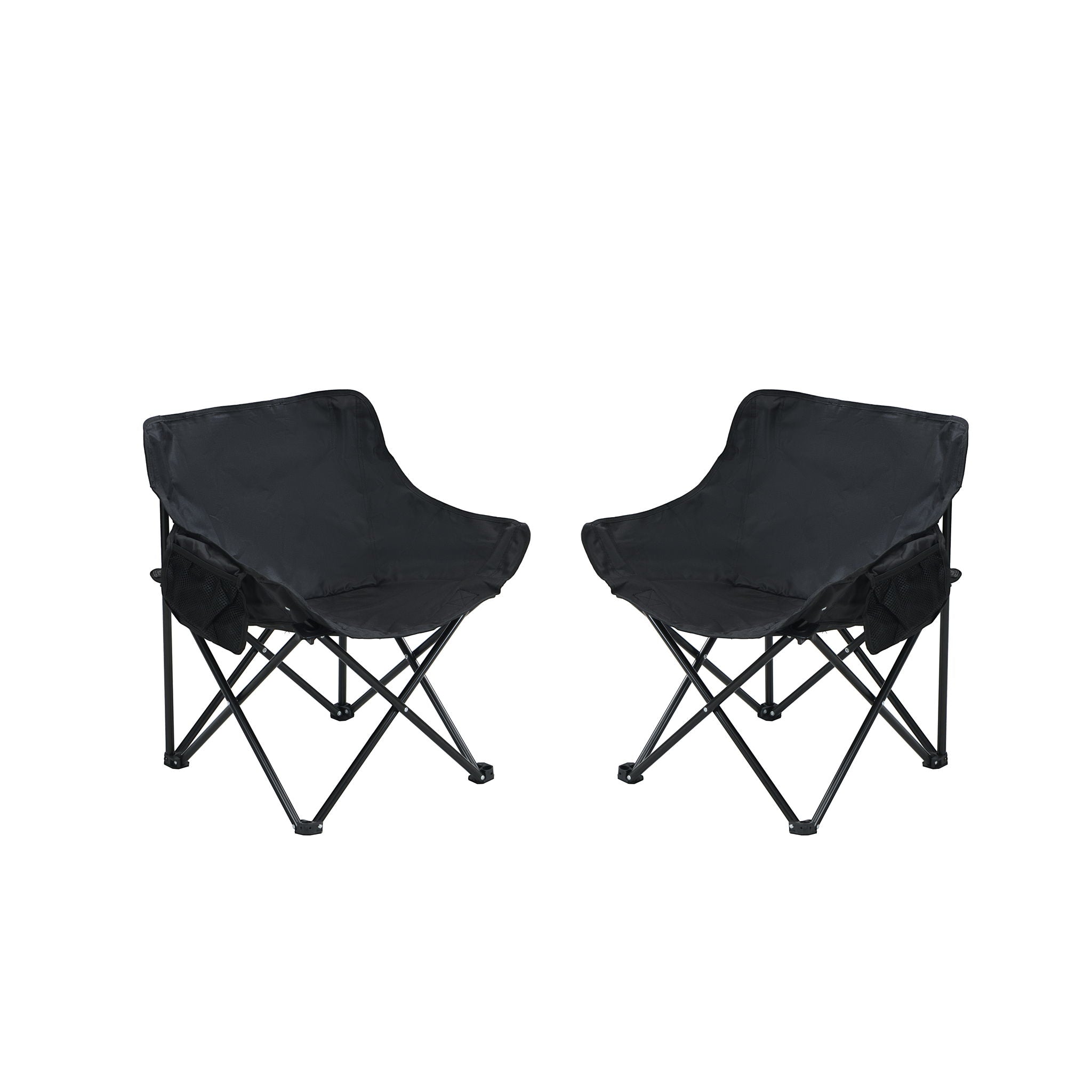 2 Pieces Outdoor Camping Chairs Folding / Portable, Comfortable Seating, Durable Steel Fram