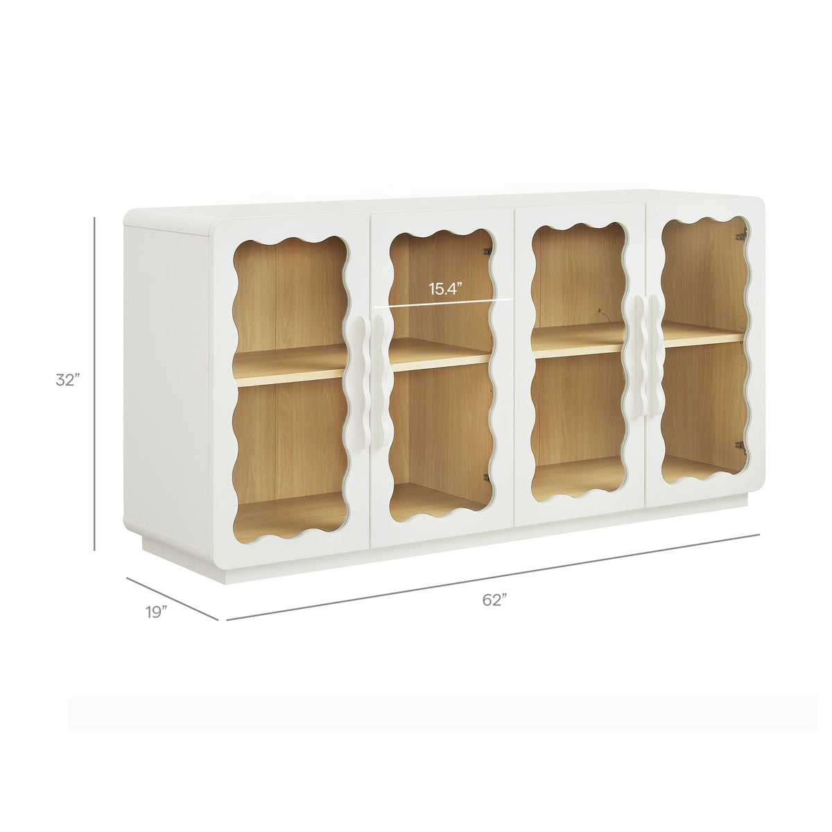 Rory 62 Inch Four-Door Scalloped Glass Sideboard by Modway