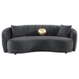 Brookside - Velvet Upholstered Curved Sofa - Dark Gray