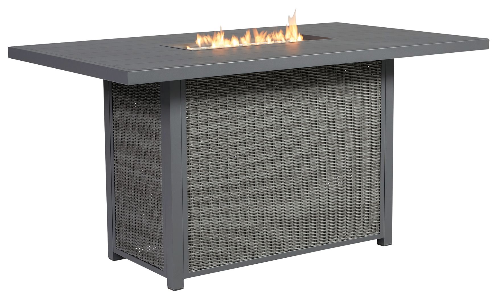 Signature Design by Ashley® Palazzo - Gray - Rect Bar Table W/Fire Pit | Meri Furniture