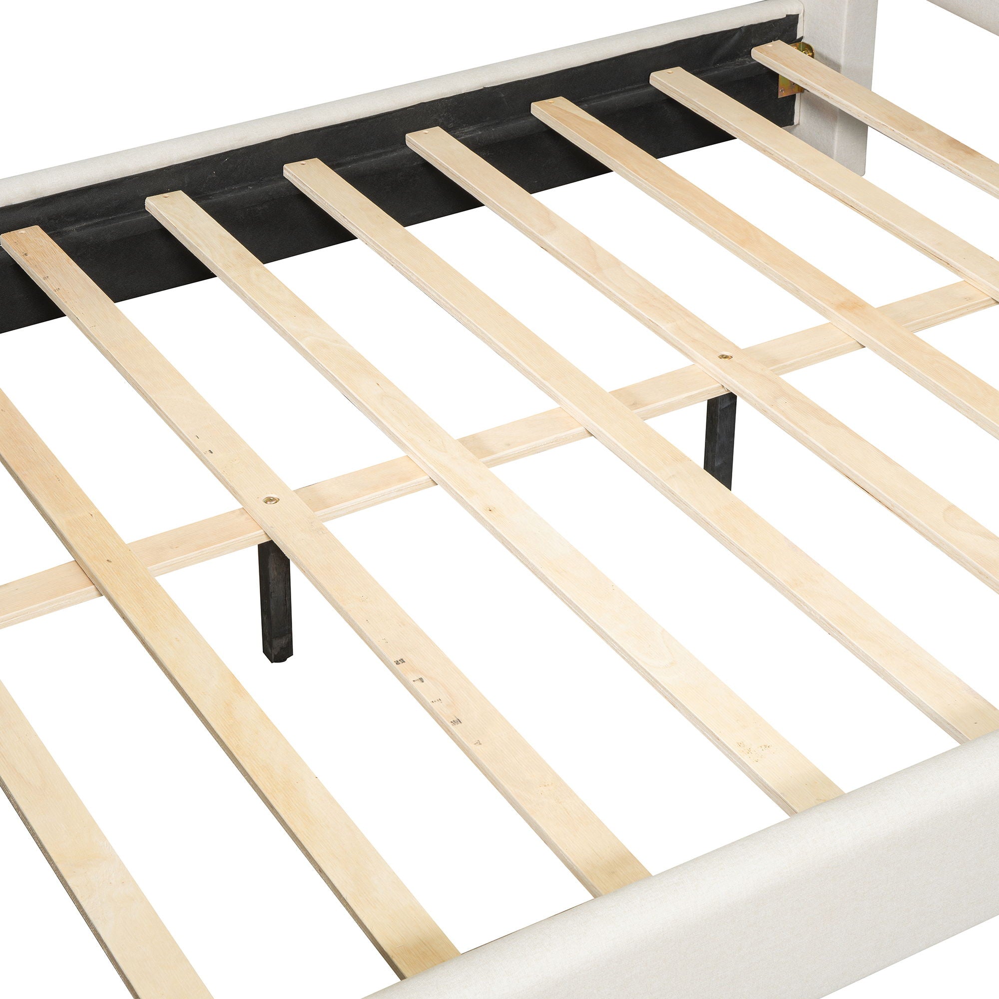 Upholstered Bed With Slats Support, No Box Spring Needed