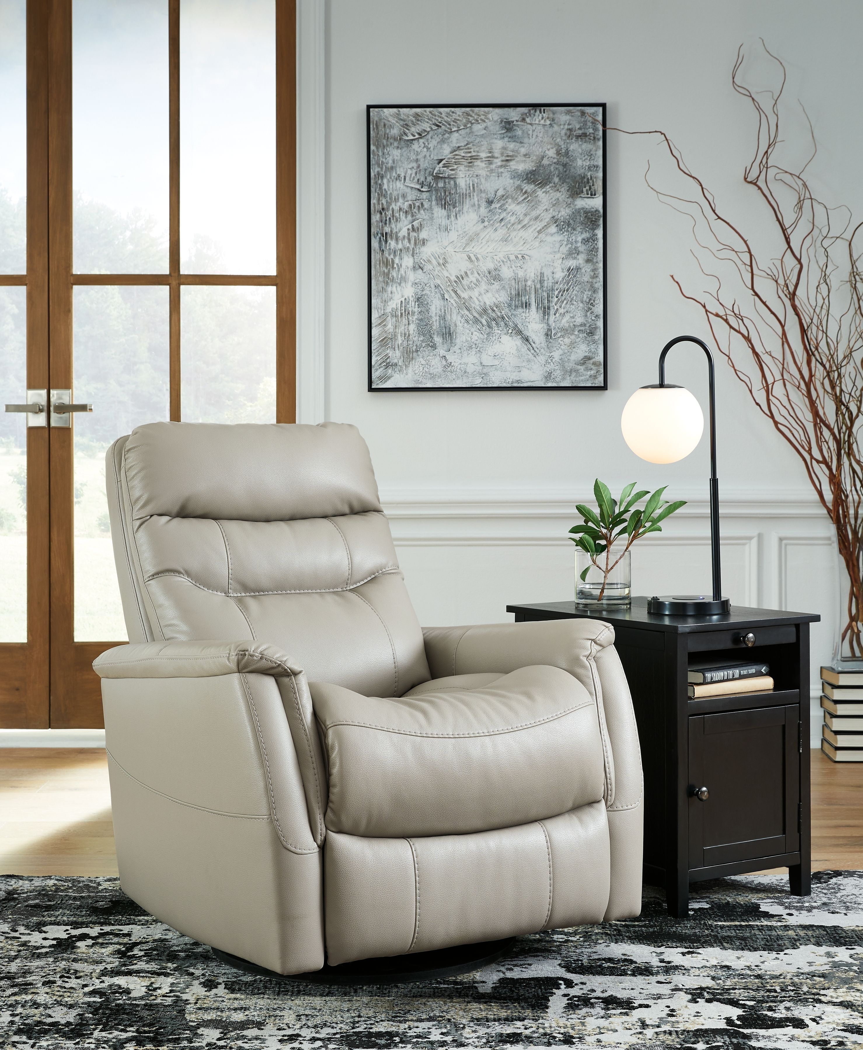 Ashley Furniture Riptyme - Dove Gray - Swivel Glider Recliner | Meri Furniture