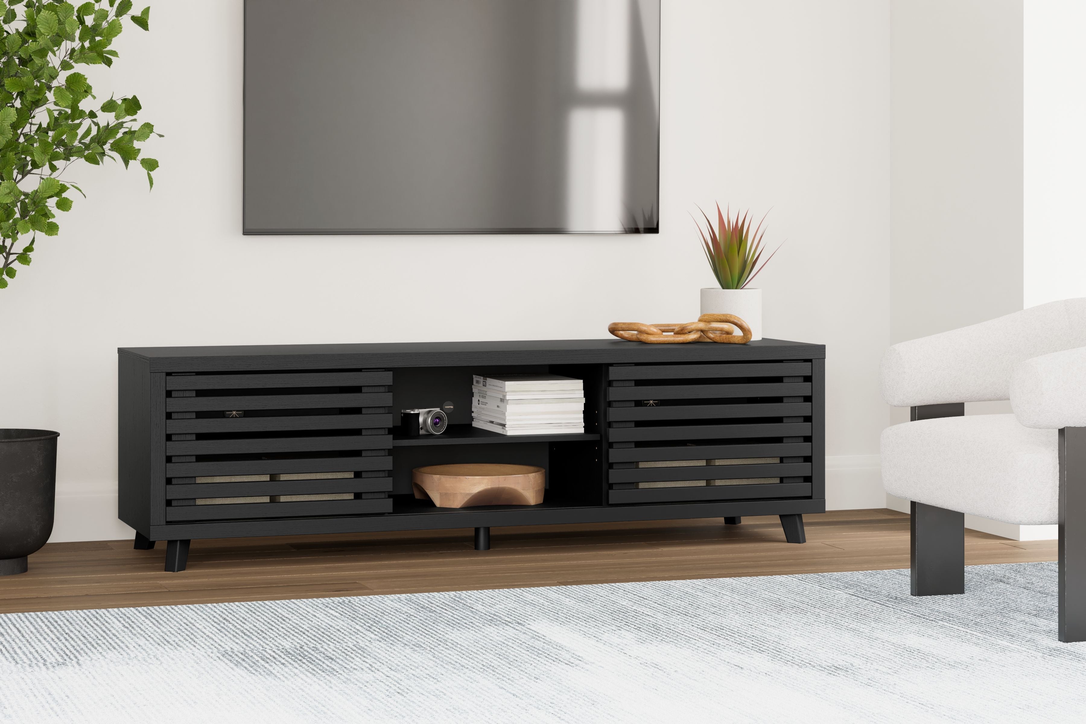 Signature Design by Ashley® Danziar - Black - Extra Large TV Stand | Meri Furniture