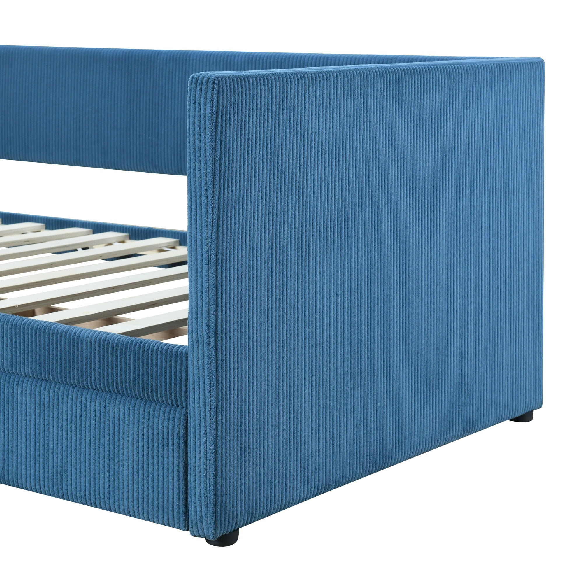 Corduroy Daybed With Two Drawers And Wood Slat
