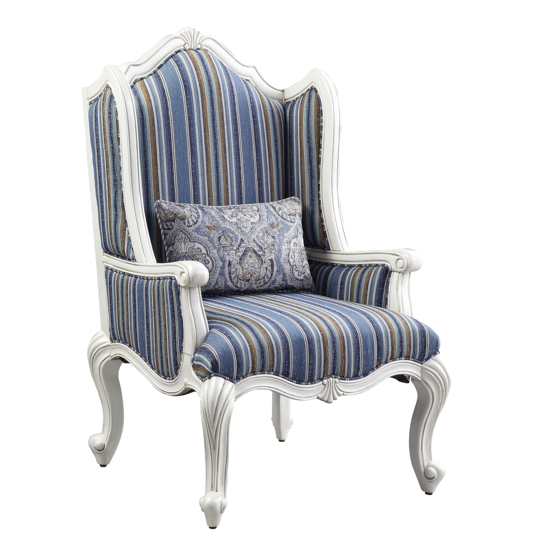 ACME Ciddrenar - Chair - Fabric & White Finish | Meri Furniture